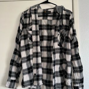 Flannel Hoodie Black/White